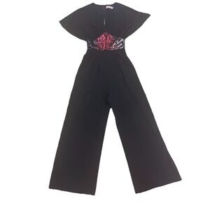 Traffic People Women's Black Jumpsuit Sequin Detail Small Oversized